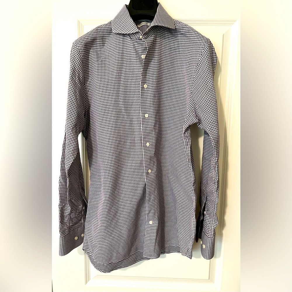 Suitsupply White and Blue Dress Shirt Classic Tailored Design